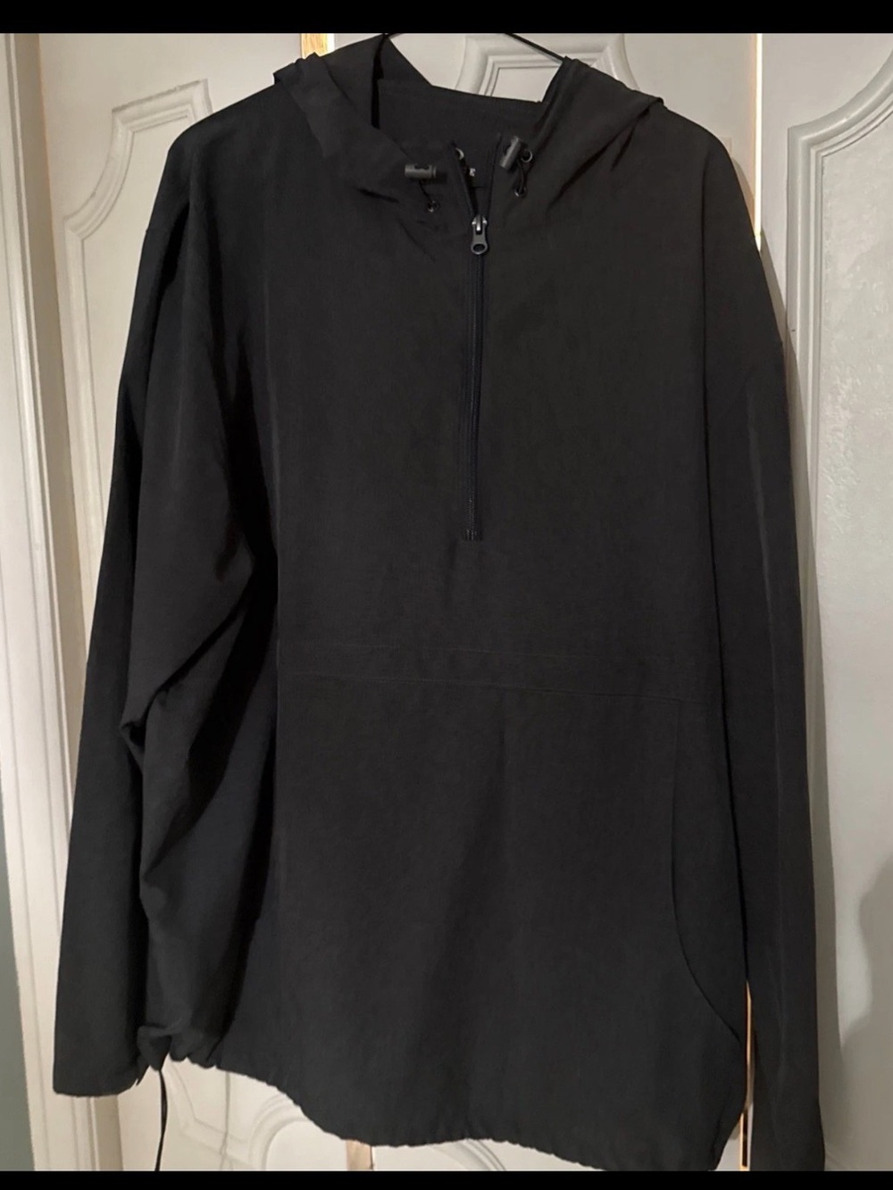 Men's Hooded Pullover Windbreaker - Black 2XL